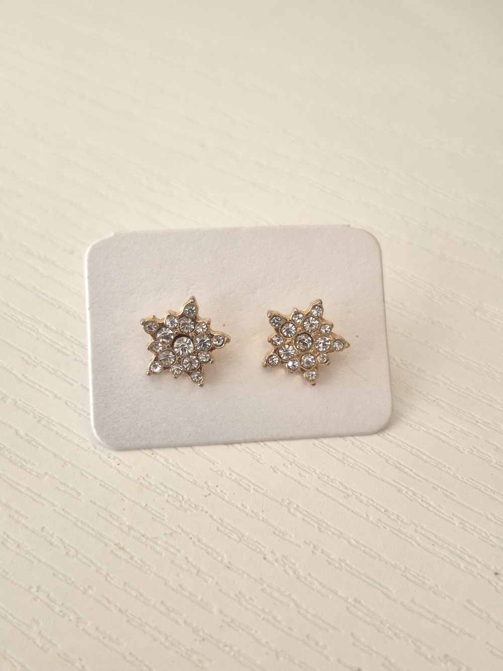 Macy's Gold and Clear Crystal Starburst Stud Earrings